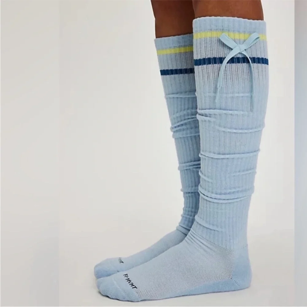 Free People Movement Foul Shot Knee-High Socks in Blue NIP